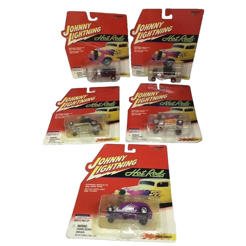 Johnny Lighting Hot Rod '23 T-Bucket '34 Coupe '32 Hiboy '27 Die Cast Cars Lot 5